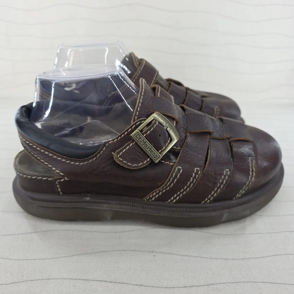 VNTG Dr Martens Mens Fisherman Brown Leather Chunky Closed Sandals 8332 Size 10